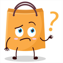 cute curious expression of shopping bag character