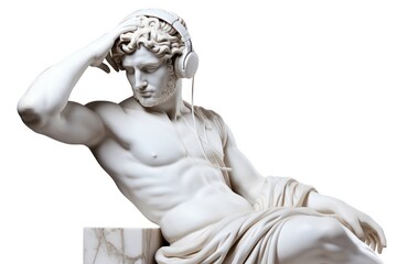 Obraz premium Greek sculpture person listening to music statue adult human.