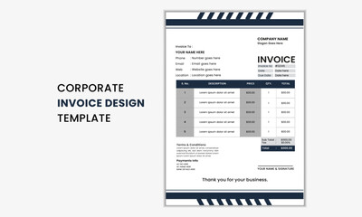 Corporate business invoice template design ,Minimal creative corporate business invoice template, invoice accounting ,bill ,receipt, price list ,Easy to edit and customize.
