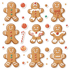 Gingerbread Men Stickers, Christmas Baking, Holiday Treats