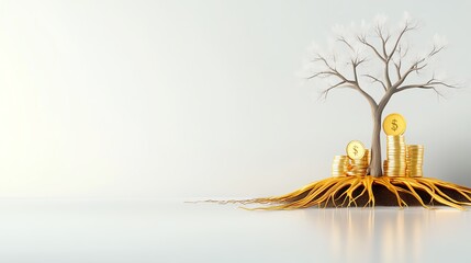 Illustration of a balanced financial tree with gold roots and diverse asset branches, symbolizing gold s foundational role in meeting demand