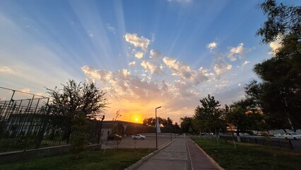 sunset over the city