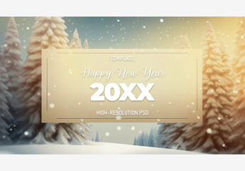 Create Stunning Holiday & Winter Templates: Capture the Magic of a Snowy Scene with Happy New Year & Merry Christmas Wishes Holiday Template Generative AI