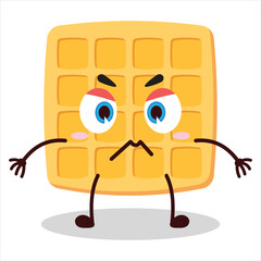 cute irritated expression of waffle character