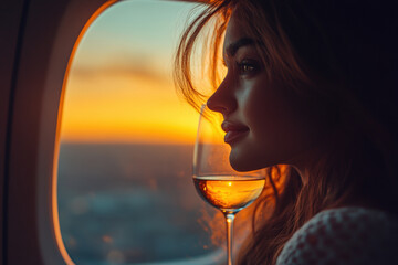 Relaxing Sunset Flight Experience with Wine 