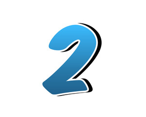 Number 2 two 3D illustration on transparent background gradient blue color for design elements