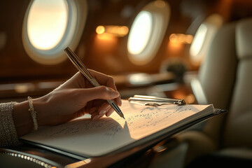 Executive Writing in Luxury Private Jet