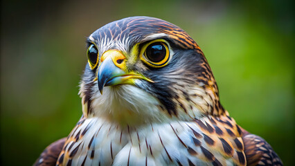 Naklejka premium A close-up of a falcon with sharp, focused eyes.
