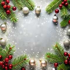 Festive Christmas Background on White with Space for Custom Text