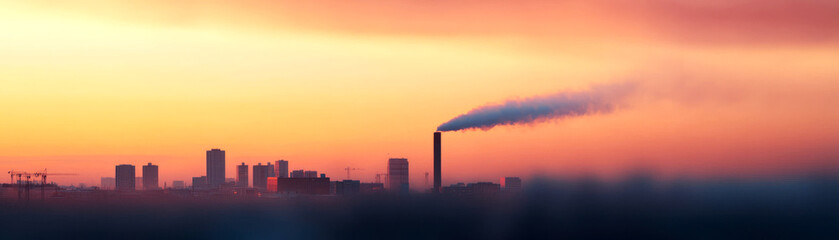 Obraz premium Wind turbines on the outskirts of an industrial city, ensuring pollution neutrality