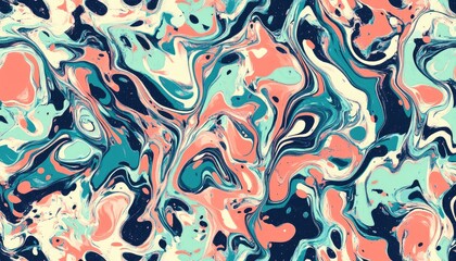 Abstract Swirling Marble Pattern in Blue, Green, Peach, and White