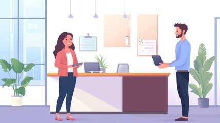 New employee being welcomed to the office