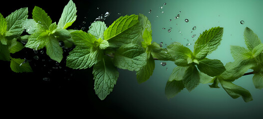 Mint leaves background fresh green spearmint leaves plantation