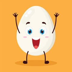 Obraz premium cute rise hand happy expression of egg character
