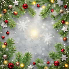 Festive Christmas Background on White with Space for Custom Text