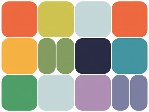 Colorful geometric abstract background with rounded squares and rectangles