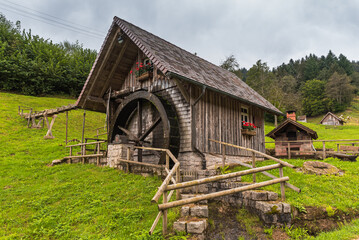 Traditional water mill in the Black Forest, Forbach, Baden-Wuerttemberg, Germany (public space)