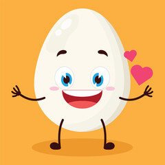 cute fall in love expression of egg character