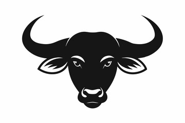 Fototapeta premium African Buffalo Head Silhouette, African Buffalo Head and Horns Clipart Vector