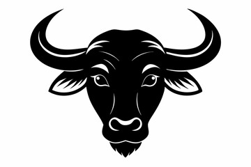 African Buffalo Head Silhouette, African Buffalo Head and Horns Clipart Vector