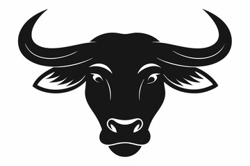 African Buffalo Head Silhouette, African Buffalo Head and Horns Clipart Vector
