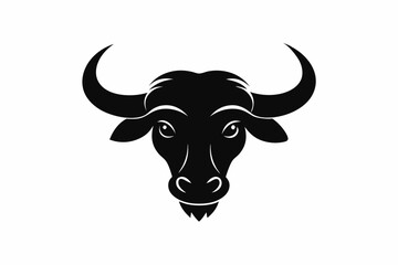 African Buffalo Head Silhouette, African Buffalo Head and Horns Clipart Vector