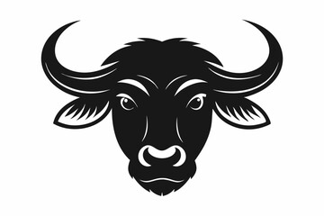 Fototapeta premium African Buffalo Head Silhouette, African Buffalo Head and Horns Clipart Vector