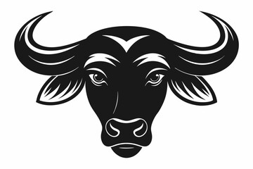 African Buffalo Head Silhouette, African Buffalo Head and Horns Clipart Vector