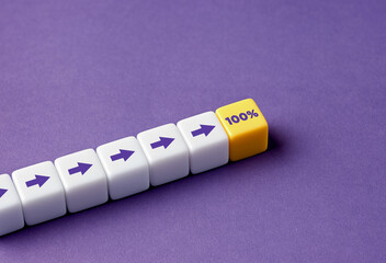 Task or mission completion and getting up to the 100 percent. Reaching to the full or top...