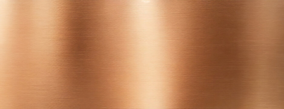 Polished metallic copper texture with horizontal brushed strokes, highlighting a smooth and reflective surface.