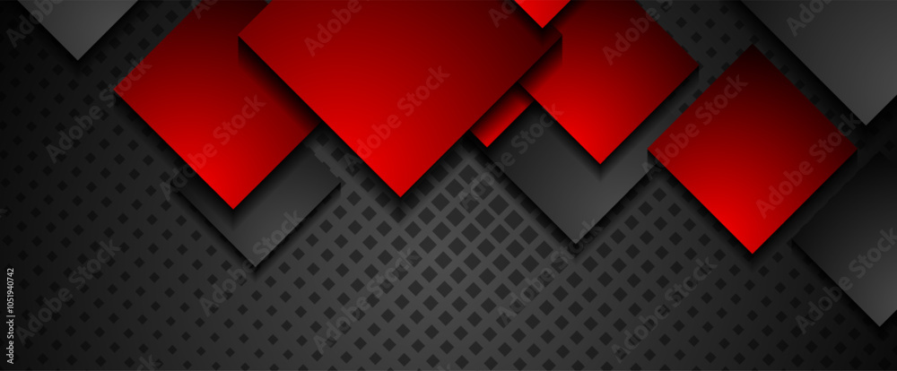Aufkleber black and red geometric squares abstract technology background. vector banner design