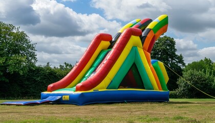 Securing Fun: A Unique Perspective of a Bouncy Castle Held in Place