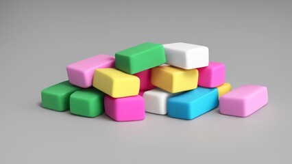 Obraz premium erasers on a gray background