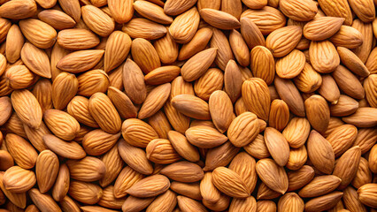 Background of big raw peeled almonds situated arbitrarily