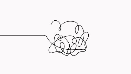 Abstract line doodle scribble animation. Hand drawn chaotic tangled circle animated video.
