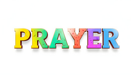 Fototapeta premium PRAYER colorful typography banner on transparent background isolated with white highlights, png