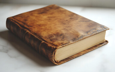 Obraz premium Blank Brown Book: Minimalist Cover on White