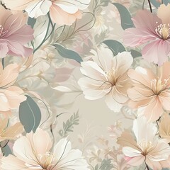Seamless Soft Abstract Flowers with Light, Gentle Tones