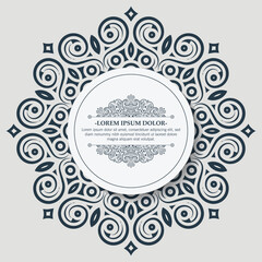 Flat Calligraphy circle ornament frame line