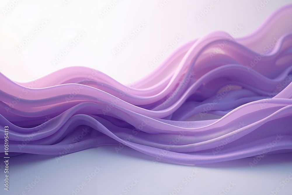 Fototapete smooth flowing purple and pink abstract shapes creating a sense of movement and fluidity against a soft gradient white background