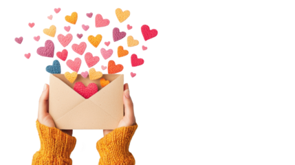 Love letter with colorful hearts and envelope