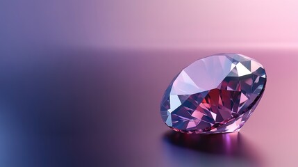 Sparkling Diamond Reflecting on Purple Background with Depth of Color