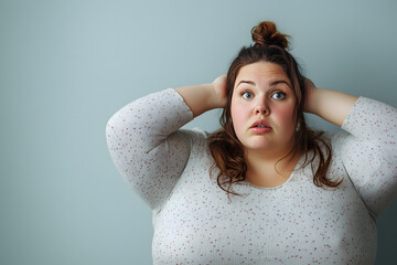 Naklejka premium Portrait of Plus size adorable overweight woman isolated on background