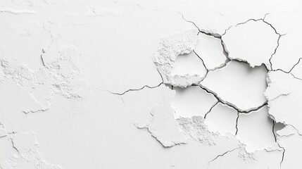 Fototapeta premium Cracked white wall surface texture with detailed fractures and patterns for unique design applications