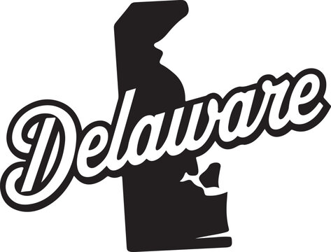 Delaware State Shape Retro Typography