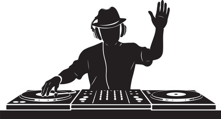 Dj On The Decks Silhouette Vector