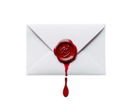 Elegant love letter with red wax seal and drip