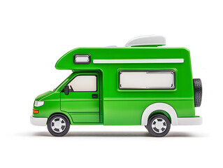 3d camper van for trip isolated on white background. Camper Van Isolated