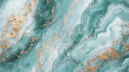 Vintage celadon green marble and concrete texture background with accents of gold and turquoise