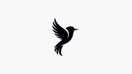 Elegant Black Silhouette Logo of a Flying Bird 